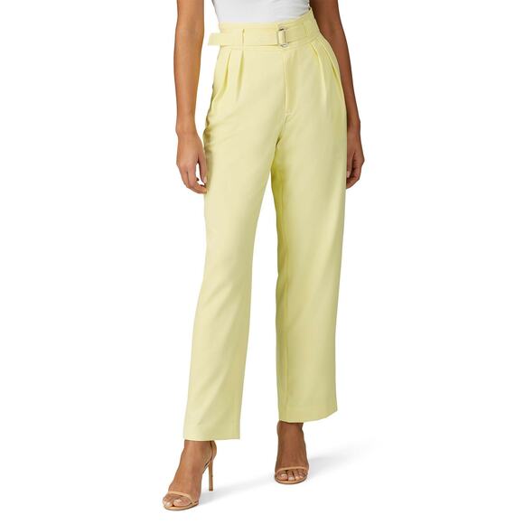 SIMON MILLER Butter Yellow Paper-Bag Waist Casual Galen Fitted Pants Size Large - Picture 1 of 16